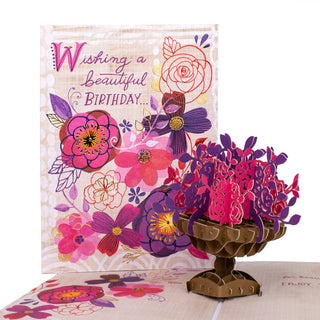 Pink & Purple Roses Birthday Pop-Up Card