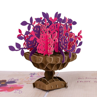 Pink & Purple Roses Birthday Pop-Up Card
