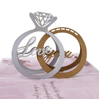 Love You Rings Wedding Pop-Up Card