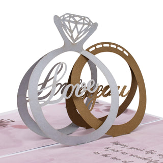 Love You Rings Wedding Pop-Up Card