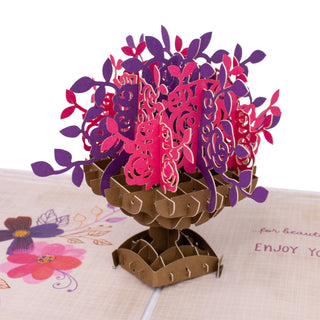 Pink & Purple Roses Birthday Pop-Up Card