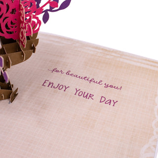 Pink & Purple Roses Birthday Pop-Up Card