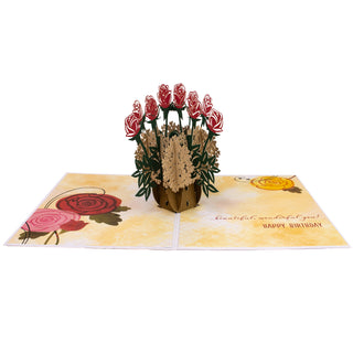 Red Roses Birthday Pop-Up Card