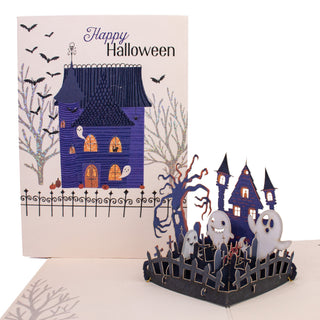 Haunted house Halloween card for kids