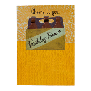 Decorative front cover of the beer birthday pop-up card.